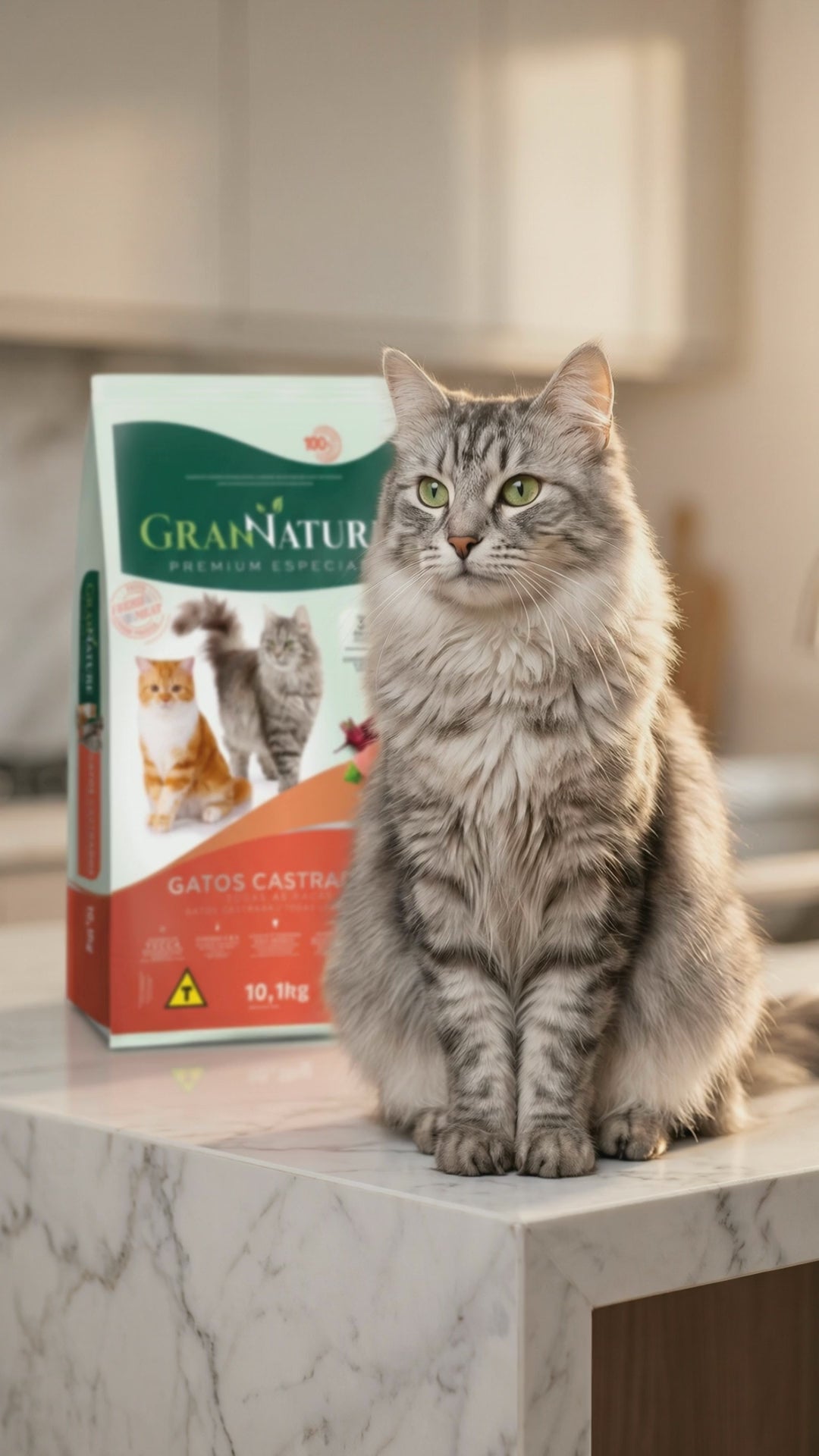 Vídeo Ração Grannature Gatos Castrados Salmão