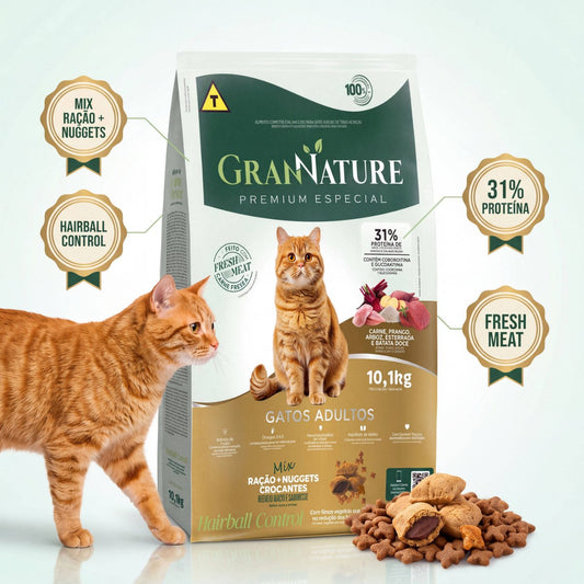 Ração Grannature Gatos Adultos Mix com Nuggets 10,1 kg