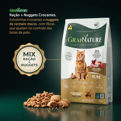 Ração Grannature Gatos Adultos Mix com Nuggets