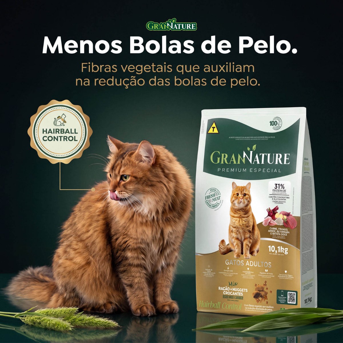 Ração Grannature Gatos Adultos Mix com Nuggets