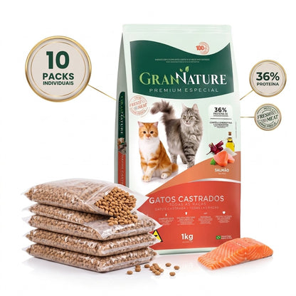 Ração Grannature Gatos Castrados Salmão 1 kg