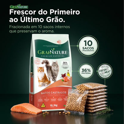 Ração Grannature Gatos Castrados Salmão