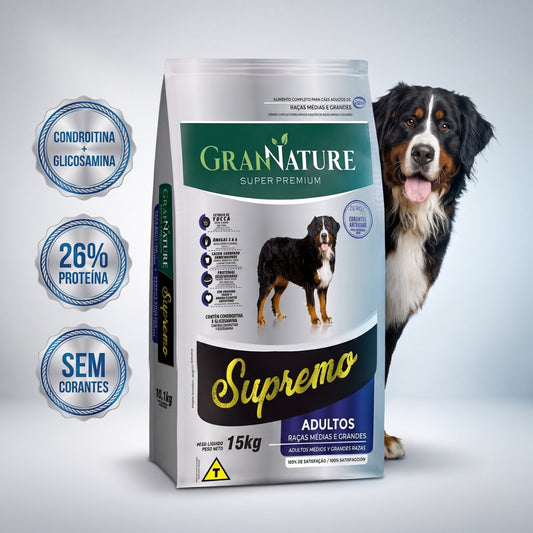 Ração Grannature Supremo Cães Adultos Raças Médias e Grandes 15 kg