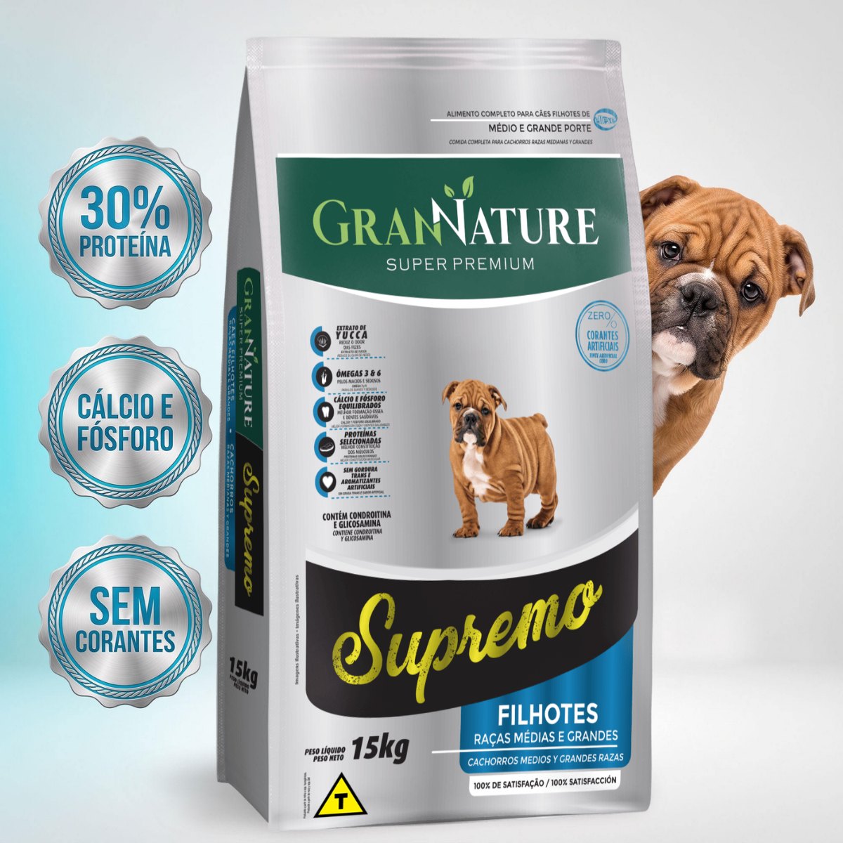 Ração Grannature Supremo Cães Filhotes Raças Médias e Grandes 15 kg