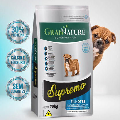 Ração Grannature Supremo Cães Filhotes Raças Médias e Grandes 15 kg