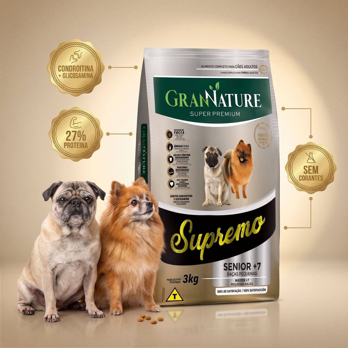 Ração Grannature Supremo Cães Sênior 7+ Pequenas Raças 3 kg