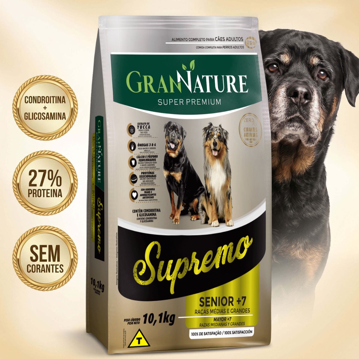 Ração Grannature Supremo Cães Sênior 7+ Raças Médias e Grandes 10,1 kg