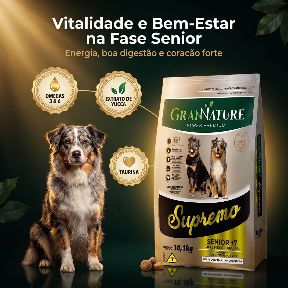Ração Grannature Supremo Cães Sênior 7+ Raças Médias e Grandes