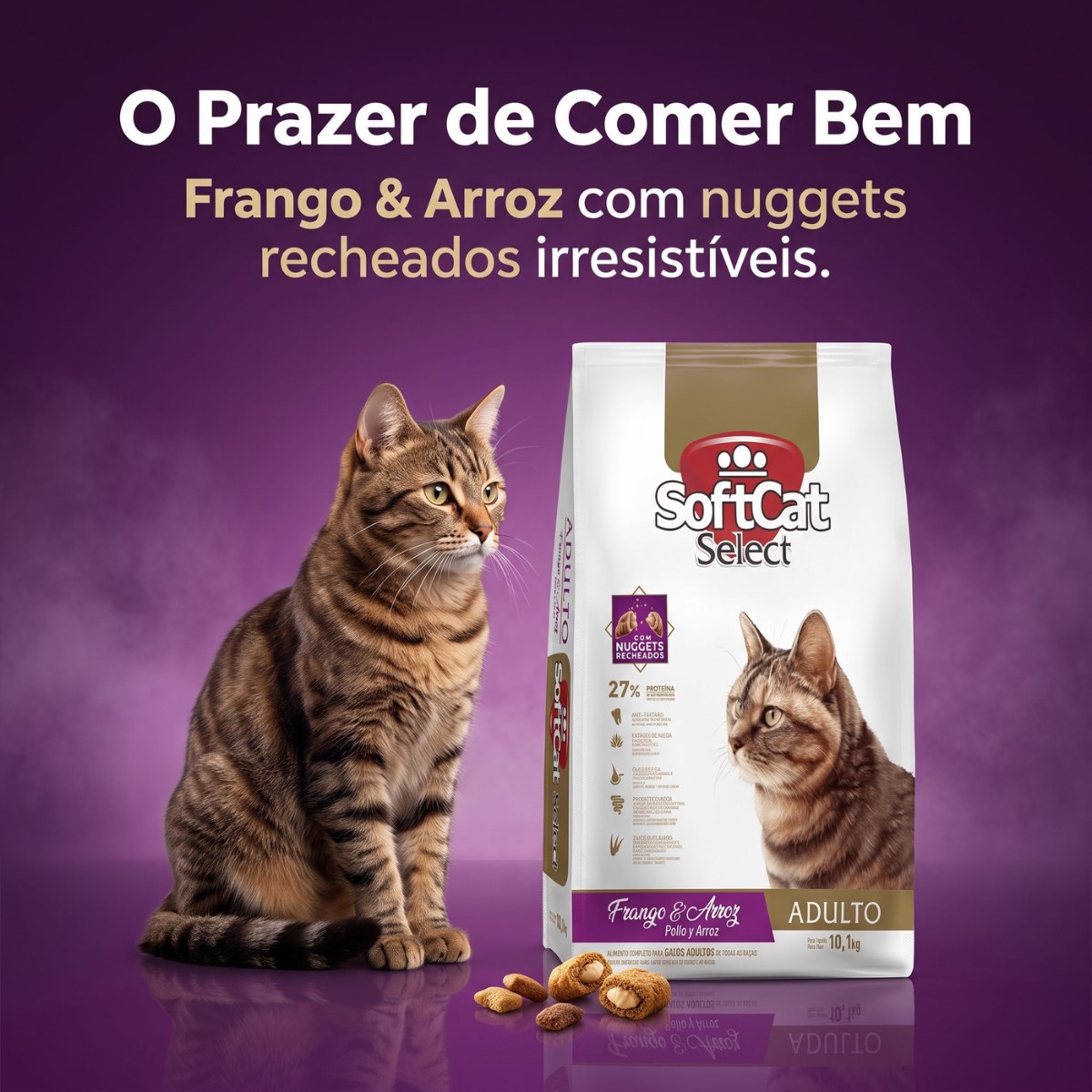 Ração SoftCat Select Gatos Adultos com Nuggets