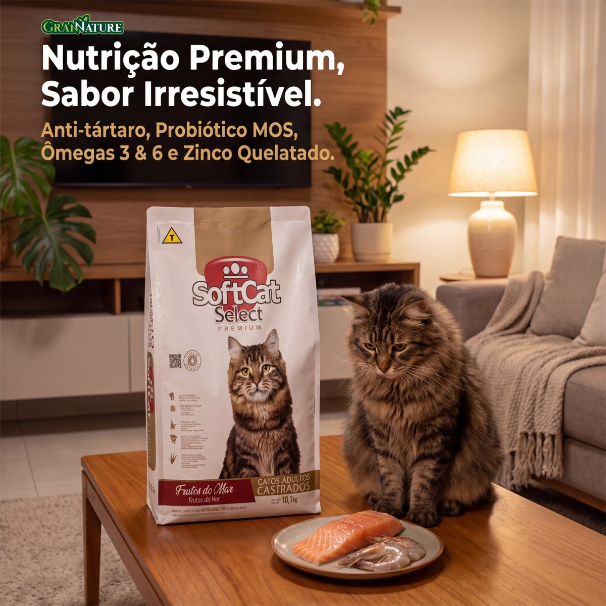 Ração SoftCat Select Gatos Castrados Frutos do Mar