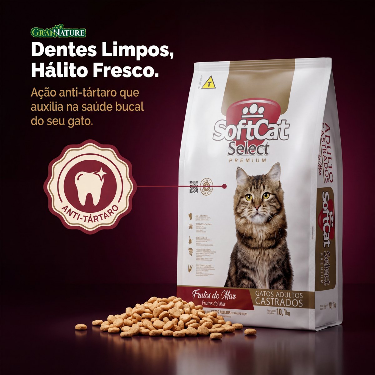 Ração SoftCat Select Gatos Castrados Frutos do Mar
