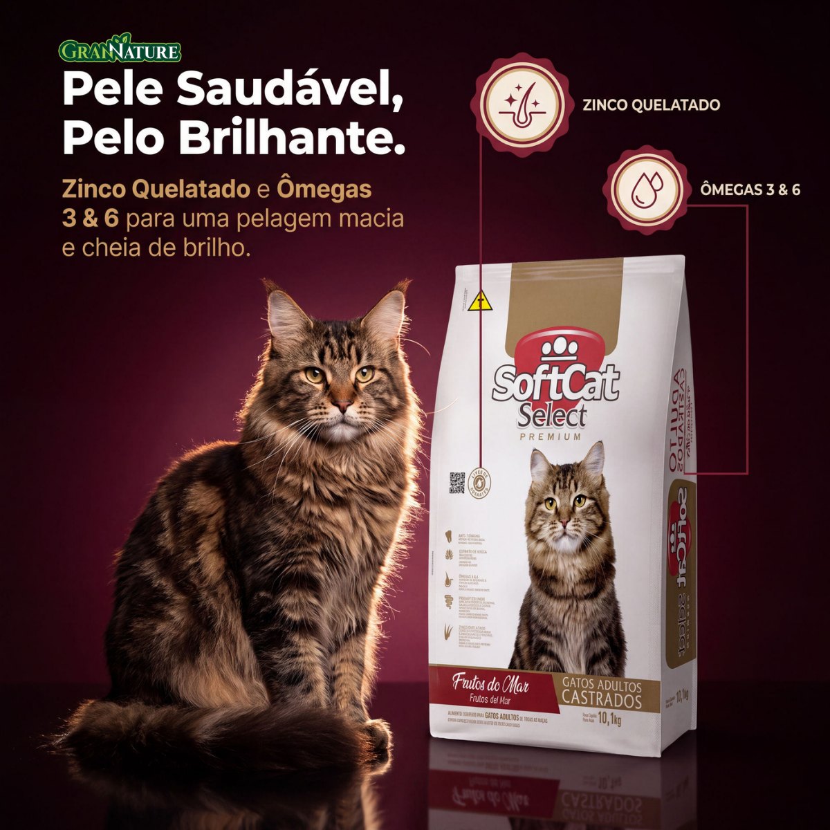 Ração SoftCat Select Gatos Castrados Frutos do Mar