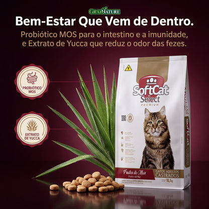 Ração SoftCat Select Gatos Castrados Frutos do Mar