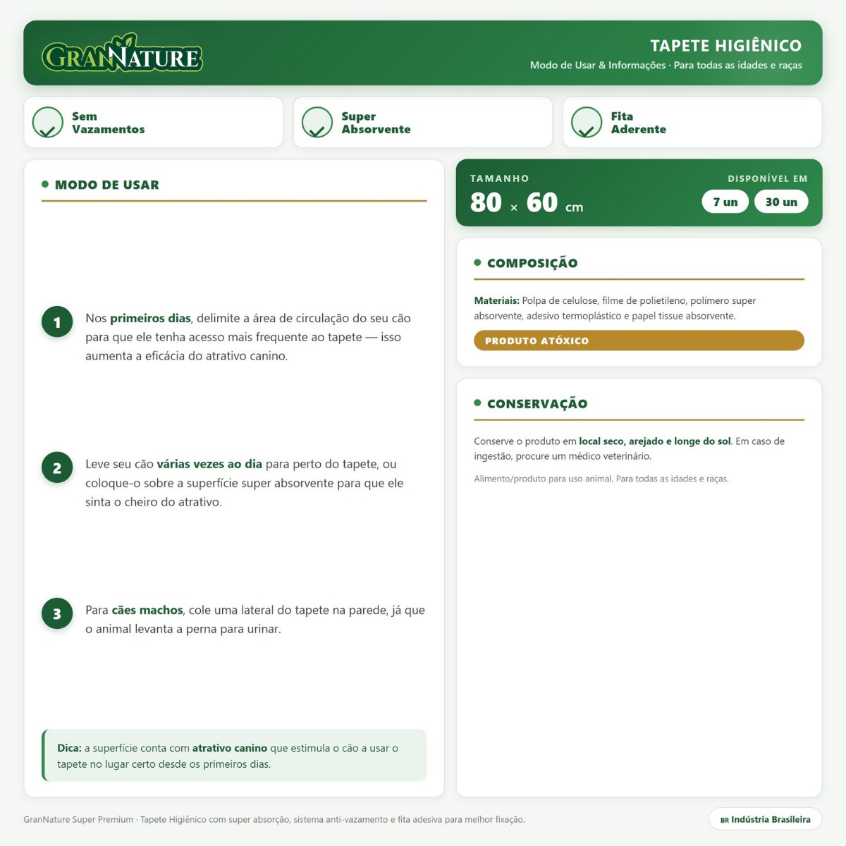 Tapete Higiênico Grannature para Cães